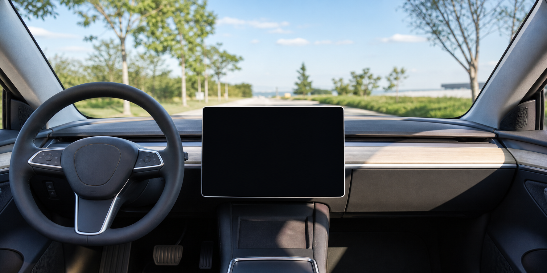 Modern car dashboard with a center display